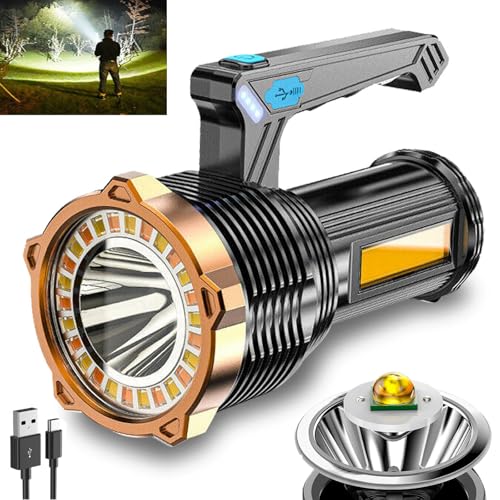 Wrrozz LED Flashlight USB Rechargeable, 8 Modes with Side Light & Hooks - size: C