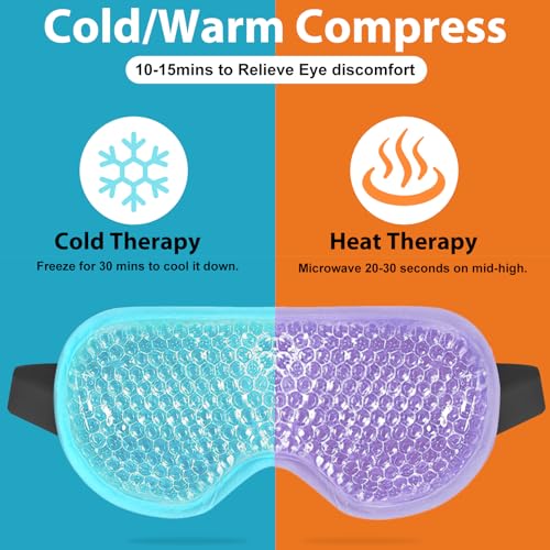 BeeVines Gel Eye Mask, Cooling Ice Masks for Puffy Eyes (Blue & Purple) - color: 002 Purple & Blue