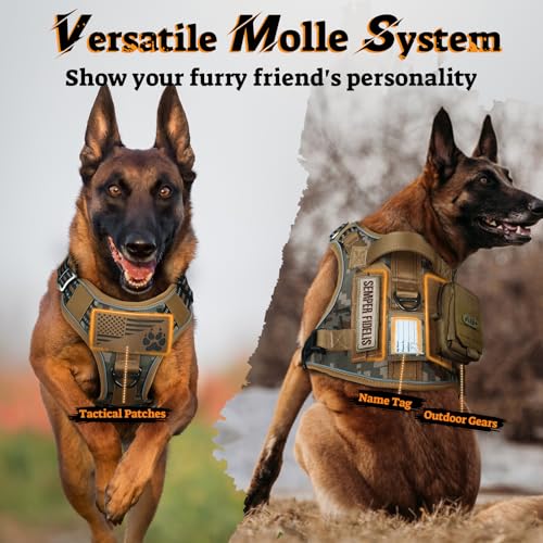 rabbitgoo Tactical Dog Harness for Small Dogs, No Pull Service Pet Vest - color: Desert Camo, size: S(Chest:16.1"-31.5",Neck:15.4"-21.6",Back:7.1")