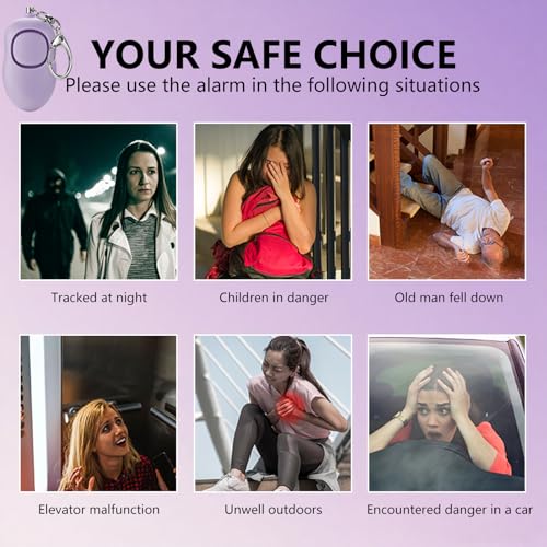 Personal Safety Alarm for Women,2Pack 130dB Self Defense Keychain - color: Green+Purple
