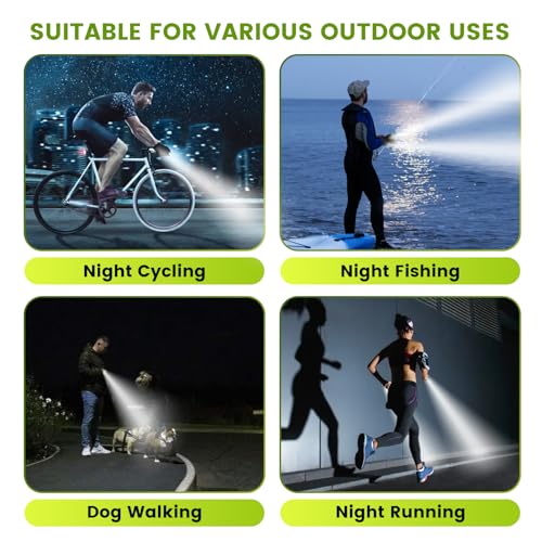 Rechargeable 4 LED Flashlight Cycling Gloves Hands Free Led Gloves for Men - color: Green, size: Large