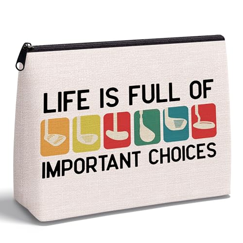 Gifts for Women Golfers, Positive Golf Zipper Makeup Bag - color: Positive Golf