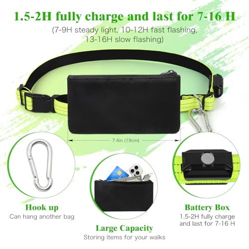 Light Up Waist Leash for Dog Walking, Hands Free LED Dog Leash with Light - color: Green