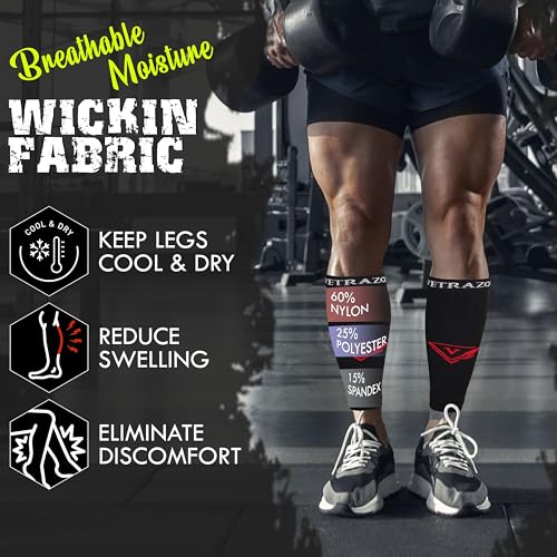 Calf Compression Sleeve – Leg Compression Sleeve for Men & Women – Black Support Sleeves for Sports, Travel & Recovery ,Splints, Pain Relief ,Varicose Veins, Nursing, Pregnancy and Running - size: Medium