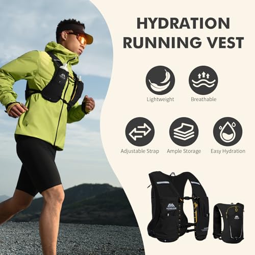 AONIJIE Running Hydration Vest for Women Men 8L Hydration Backpack Hiking - color: Black