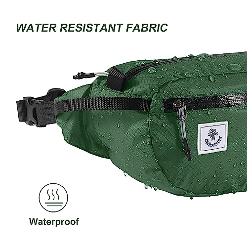 4Monster Hiking Waist Packs Portable,Water Resistant Fanny Bag with Adjustable Strap,Lightweight Crossbody Chest Bag Slim Bag - color: Army Green-2
