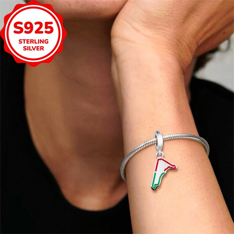 F1&Famous Race Racetrack Charm for Bracelet Necklaces, S925 Sterling Silver Charms, UK Brazil Spain Race Track Charms Jewelry Racing Souvenirs Gift - color: Race Racetrack Q3908