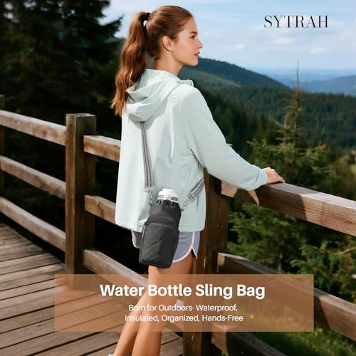 SYTRAH Water Bottle Bag Crossbody，Insulated Holder Purse - color: Black