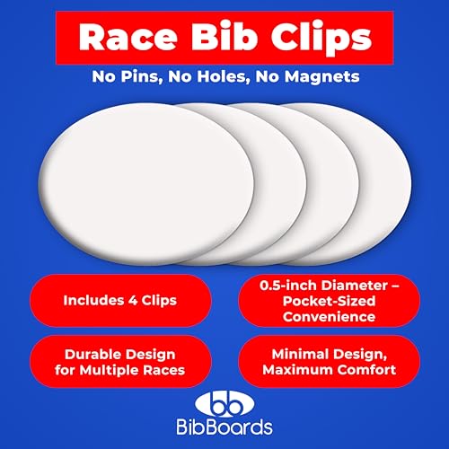 BibBoards bibSNAPS Race Bib Clips, Plain White, 4 Pack - color: Plain White