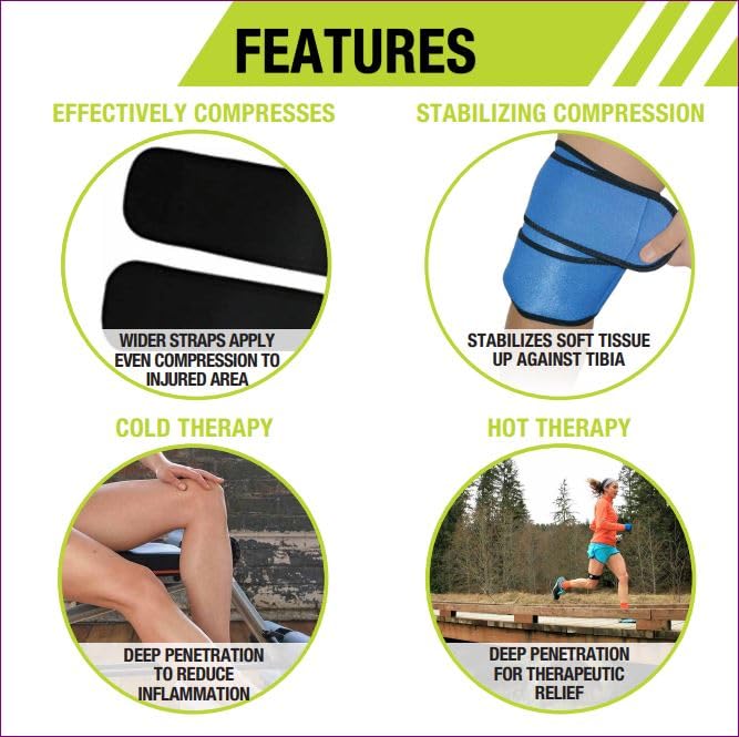Pro-Tec Athletics Hot/Cold Wrap for Knee and Ankle, Provides Heat and Cold Relief, Dual Strapping System for Compression - size: The Hot/ Cold Therapy Wrap (Medium)