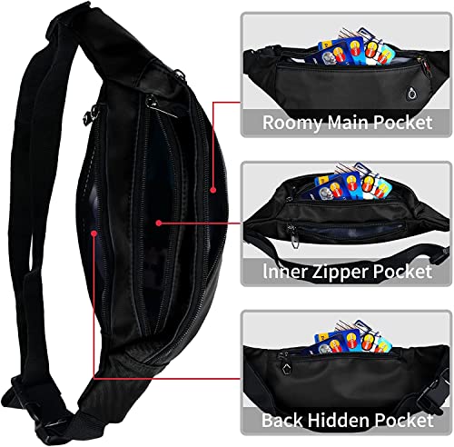 Fanny Packs for Men and Women Water-Repellent Sports Waist Pack Bag - color: 2pack-Black/Stree Green