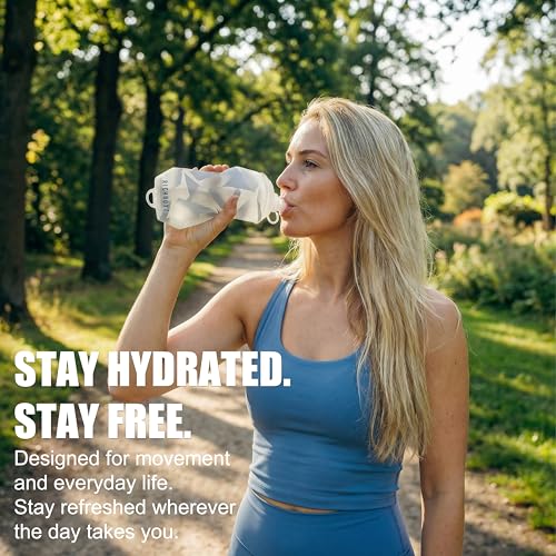 Richboyz 500ml Running Soft Flask: Leakproof TPU Hydration Bottle for Trail Runners & Cyclists & Hikers – Lightweight & BPA-Free Folding Water Bottle (Grey Eagle)