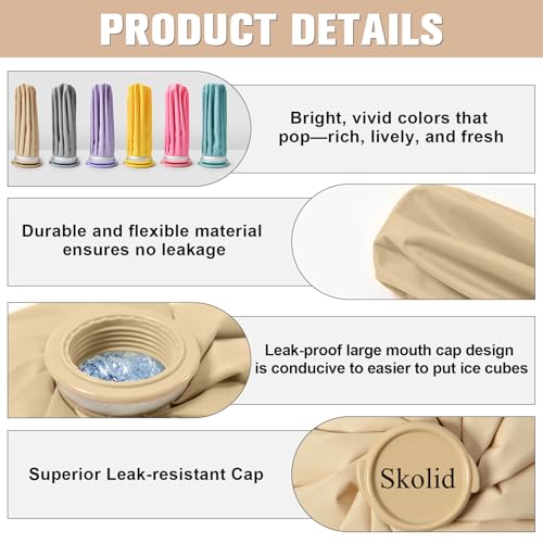 Ice Packs for Injuries Reusable, 3 Sizes, Khaki - color: Khaki