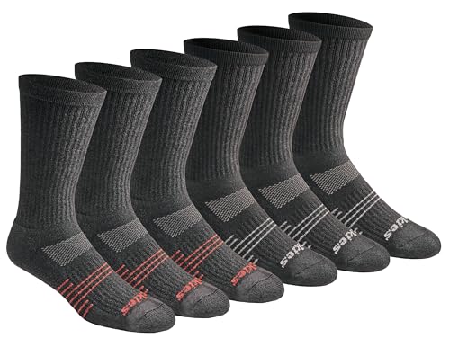 Dickies Men's HYDRO-COOL Moisture Control Crew Socks (6 Pairs) - color: Charcoal (6 Pairs)
