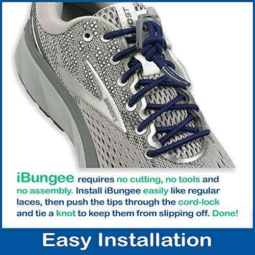 IBUNGEE LACES (Elastic No Tie Shoelaces (Made in the USA) - color: Navy, size: 22-inch