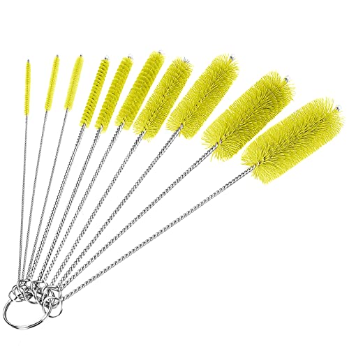 CiaraQ Bottle Cleaning Brushes, 8 Inch Nylon Tube Brush Set - color: Yellow, size: 8.0 Inch (10pcs)