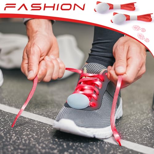 Syhood LED Light up Shoe Laces Nylon Flashing Shoelaces - color: Red