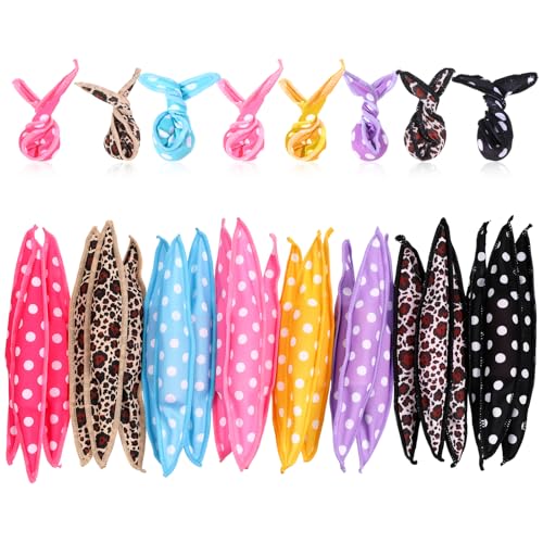 24 Pcs Hair Curler Rollers DIY Night Sleep Foam Hair Styling Tools Flexible Soft Satin Sponge Rollers Overnight Pillow Sponge Curler for Heatless Women Tousle Curly Hairstyle No Heat