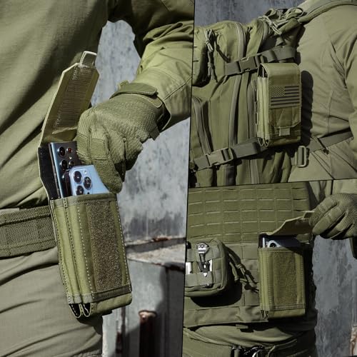 Universal Phone Pouch with MOLLE Attachment for EDC Outdoor & Tactical Gear - color: Army Green