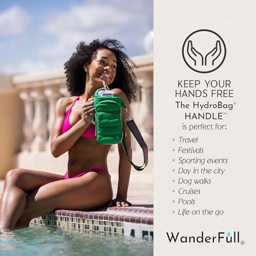 WanderFull Original HydroBag HANDLE®, 40 oz Water Bottle Holder w/Strap - color: Kelly Green