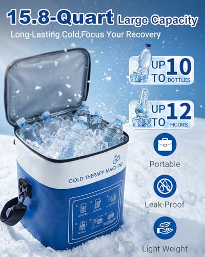 Cold Therapy Machine for Hip, 15.8Qt Large Ice Machine with Temp Display & Pressure Regulator, Cryotherapy Leak-Proof Hip-Specific Wrap, Whisper-Quiet Pump & 4 Timer Settings