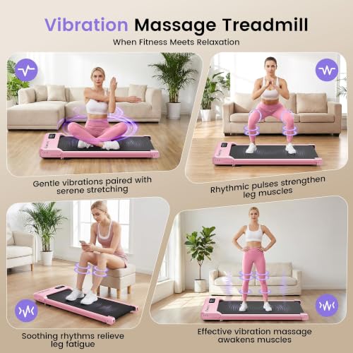 Walking Pad Vibration Plate Combo, Under Desk Treadmill with 12% Incline