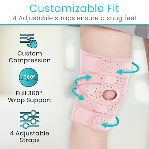 Vive Knee Brace for Meniscus Tear - ACL & Patella Support Knee Brace - color: Pink