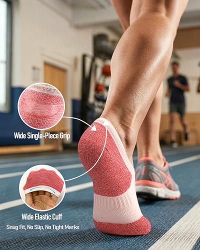 Gonii Compression No Show Athletic Womens Socks Running Cushioned 5-6 Pairs - color: 5 Pairs Mood Boosting Colors, size: 10-12