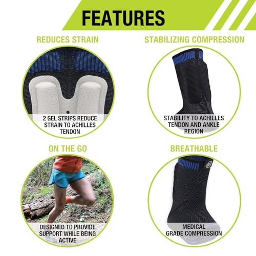 Pro-Tec Athletics Achilles Sleeve with Dual Gel Compression Strips, Achilles Tendon Support for Tendinitis Relief, - size: Small