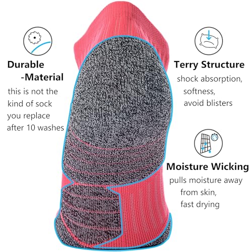 CWVLC Cushioned Athletic Ankle Compression Socks for Women Men 3/6 Pairs - color: 3-pairs Watermelon, size: Small