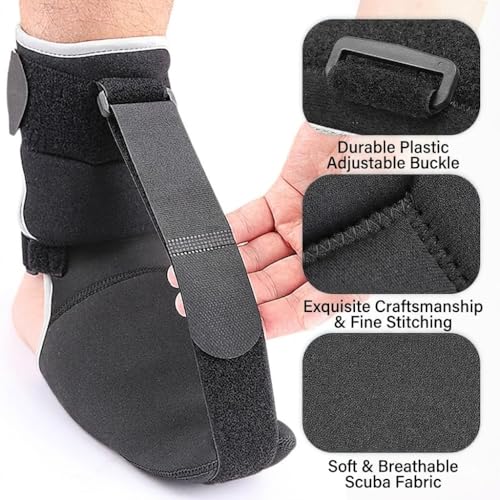 Plantar Fasciitis Night Splint for Women Men, Adjustable Day Night Foot Brace Sock for Sleeping, Achilles Tendonitis & Foot Drop Support, Soft Stretch for Plantar Fascia Heel Pain Relief