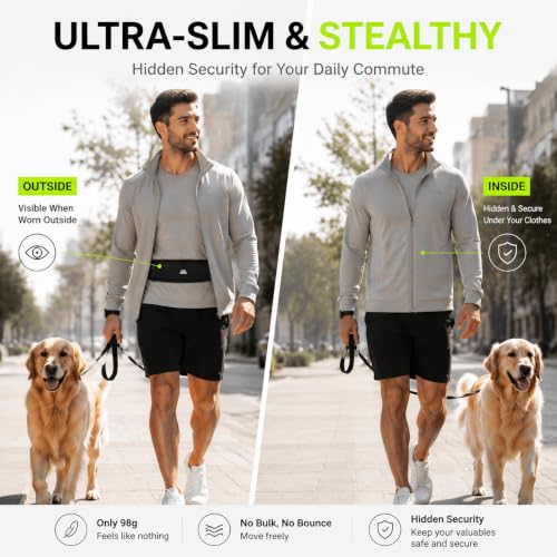 Simptech 360° Ultra-Thin Running Belt Bag- Honeycomb Breathable Fanny Pack for Men Women, Lightweight 98g Fitness Waist Phone Holder Pouch for Hiking Cycling Travel Jogging Workout (New Black)