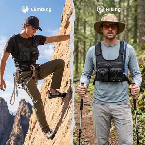 Criuage USA Patent Running Hydration Vest Backpack, Lightweight Chest Pack with 2.0L Water Bladder Bag Daypack for Hiking Running Cycling Race Marathon for Women Men - color: Black V2