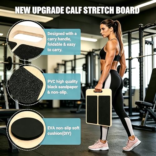 Calf Stretching Inclined Board, Adjustable Multi Angle Stretching, Suitable for deep Squatting, Knee, Achilles Tendon Physical Therapy, and Leg Flexibility Exercise, Portable Wooden Inclined Board