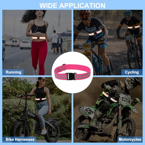 PATIKIL Adjustable Reflective Running Belt, Glow Pt Belt Sash for Cycling Walking - color: Pink, size: 1.9 Inch