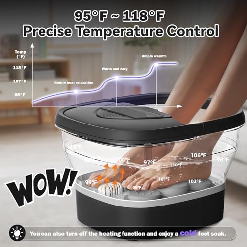 Foot Spa Collapsible, Foot Bath Massager with Heat, Remote, Timer