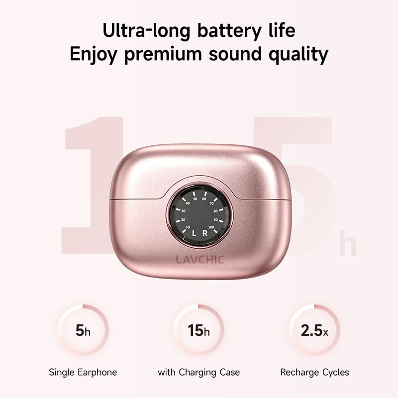 A80 Open Ear Earbuds, Clip On Wireless Headphones with Microphone - color: RoseGold
