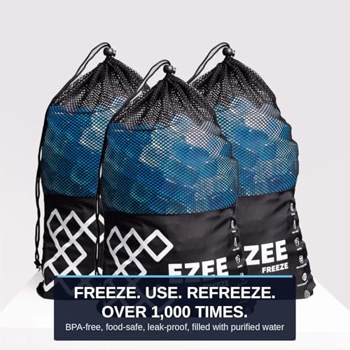 Reusable Ice Cubes for Coolers - Mega Freeze 10.5 lb Bag, 335 Blue Ice Cubes Use in Drinks, Lunch Boxes, Fishing, Refreezable Party Ice, Ice Bath