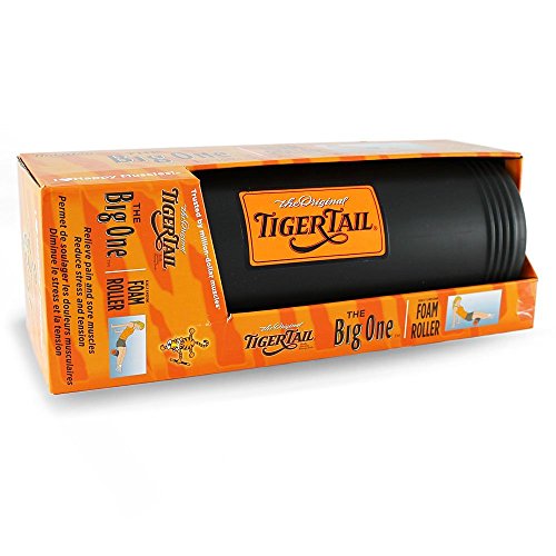 Tiger Tail Bundle: 18in Portable Massage Stick Portable Roller + The Big One Foam Roller + The Stretchy Tiger 80" Stretch/Yoga Strap + Happy Muscles Book