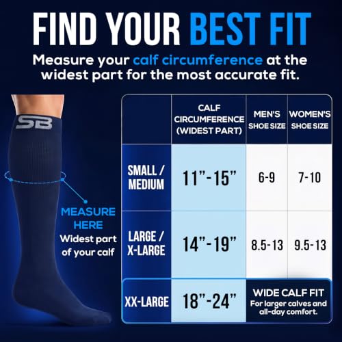 SB SOX Lite Compression Socks for Flying (15–20 mmHg) - color: Solid Navy, size: S/M