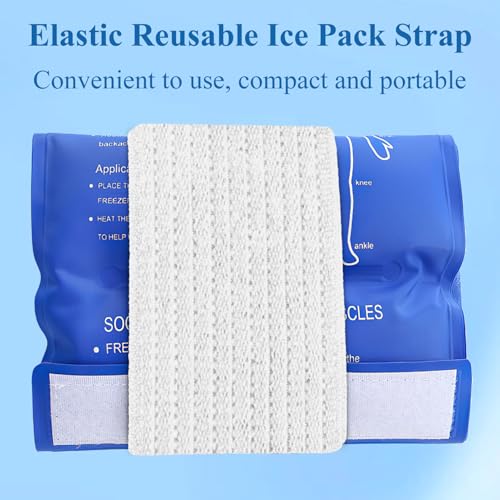 4-Pack Ice Pack Straps,35.5"x3"Elastic Ice Pack Wrap Holder with Hook&Loop - color: White