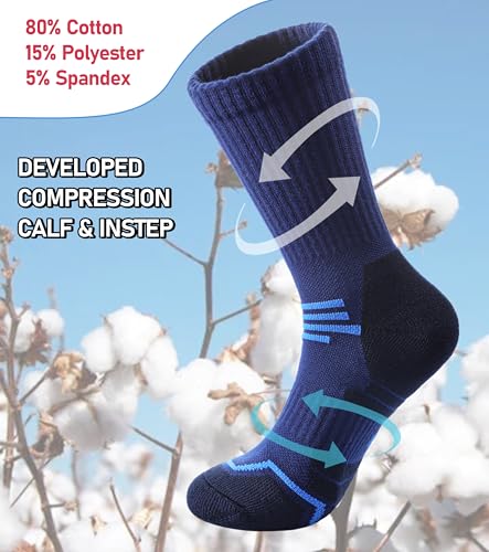 FNOVCO Women's Hiking Walking Running Crew Socks Thick Cushioned Athletic Compression Socks 5 Pairs - color: Multicolor 04, size: 5-8