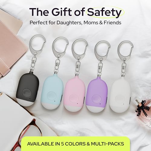 Weten Rechargeable Personal Alarm Keychain - 130dB Siren & LED Light - 2 Pack Personal Safety Alert for Women to Carry - Panic Button Alarm for Security - Rape Whistle for Self Defense (Black&Blue) - color: I - Black&Blue