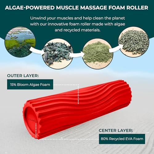 Oceanfoam Tidal Roller - Muscle Massage Foam Roller for Exercise (Red) - color: Red