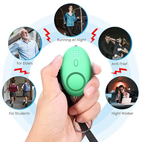 AMIR Safety Keychain Set for Women and Kids, 10 Pcs Safety Keychain Accessories with Sound Personal Alarm, Whistle and Pom - color: Green