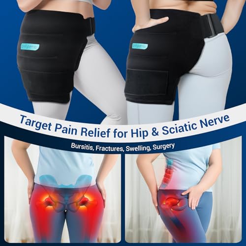 Comfytemp Hip Ice Pack Wrap for Sciatica Pain Relief, Black (L/XL/2XL) - color: Midnight Black, size: Large/X-Large/2X-Large