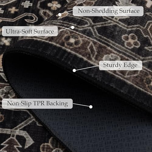Ruaruarug Washable Area Rug 8×10 for Living Room, Ultra Soft, Black Gold - color: Black Gold, size: 8' x 10' (Rectangular)