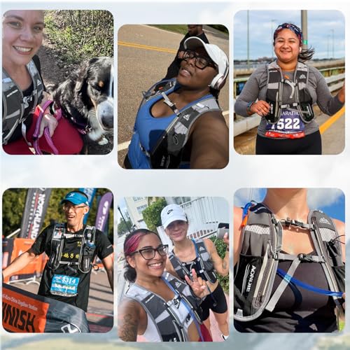 Azarxis Running Water Bottles Flask BPA Free Leakproof Hydration Vest Packs Waist Belt Replacement for Triathlon Marathon Hiking Cycling Climbing Runner - color: #4 Black (5L) with a 500ml Soft Flask