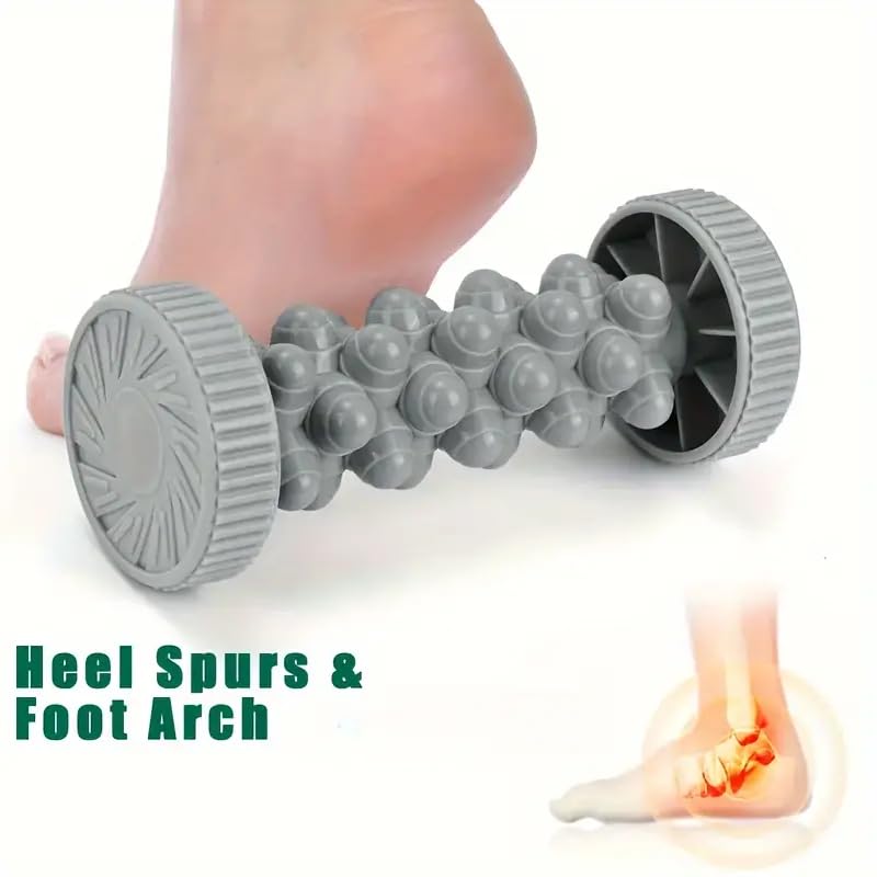 Portable Foot Massager Roller - Deep Tissue Muscle Massage for Plantar Fasciitis Relief, Heel & Arch Pain - Reflexology Therapy Tool for Men & Women (Dark Gray) - color: Dark Gray