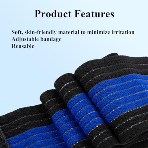 4-Pack Ice Pack Straps,35.5"x3"Elastic Ice Pack Wrap Holder with Hook&Loop - color: Black and Blue
